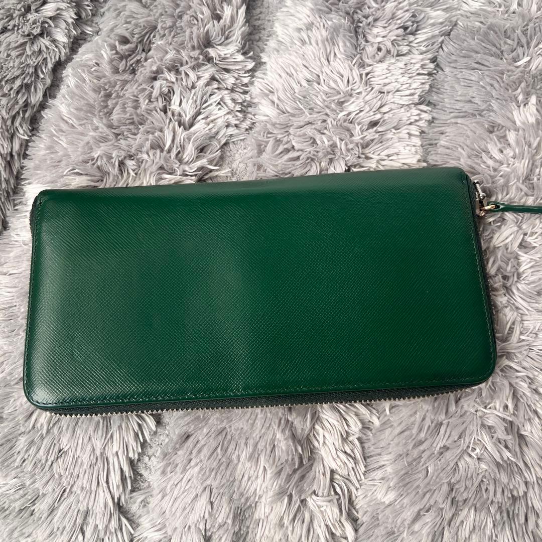 PRADA✨ラウンドファスナー　バイカラー　三角ロゴ　グリーン　ネイビー　メンズ