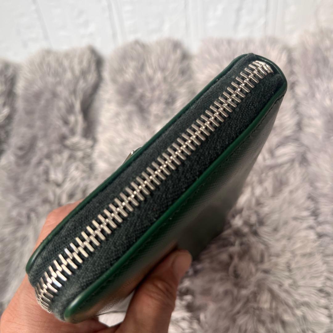 PRADA✨ラウンドファスナー　バイカラー　三角ロゴ　グリーン　ネイビー　メンズ