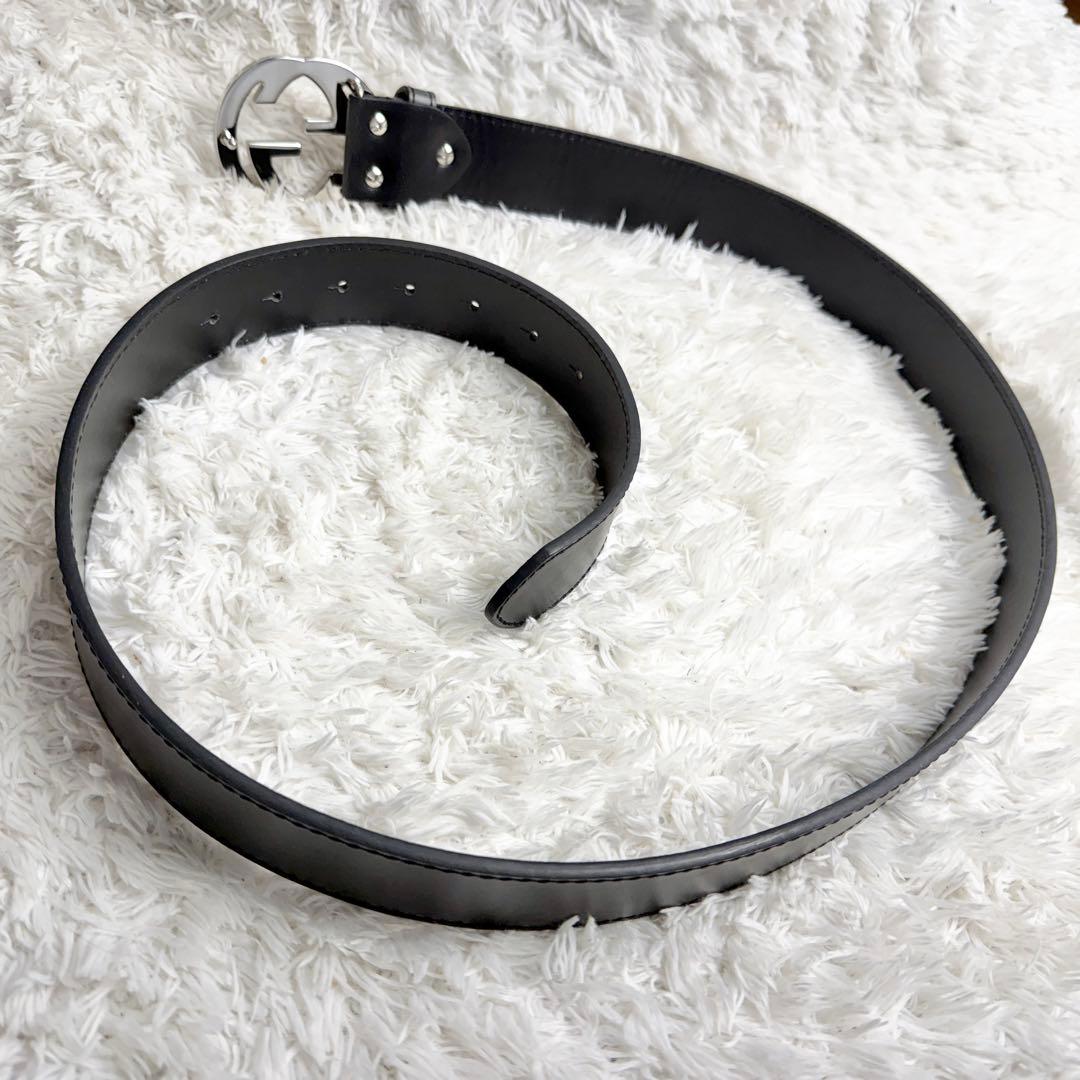 【極美品】GUCCI ベルト インターロッキング GG デカロゴ シルバー 黒