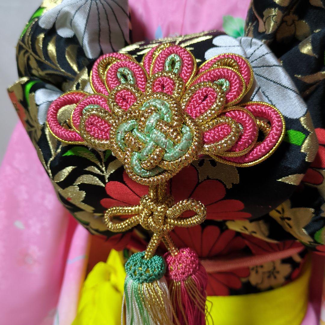 七五三　７歳用　ピンク着物コーディネート一式　簪セット付き　美品