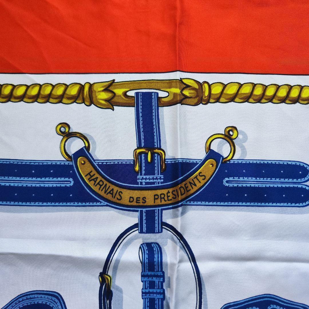 【未使用級】HERMES エルメス カレ90 大統領の馬具 スカーフ タグあり赤