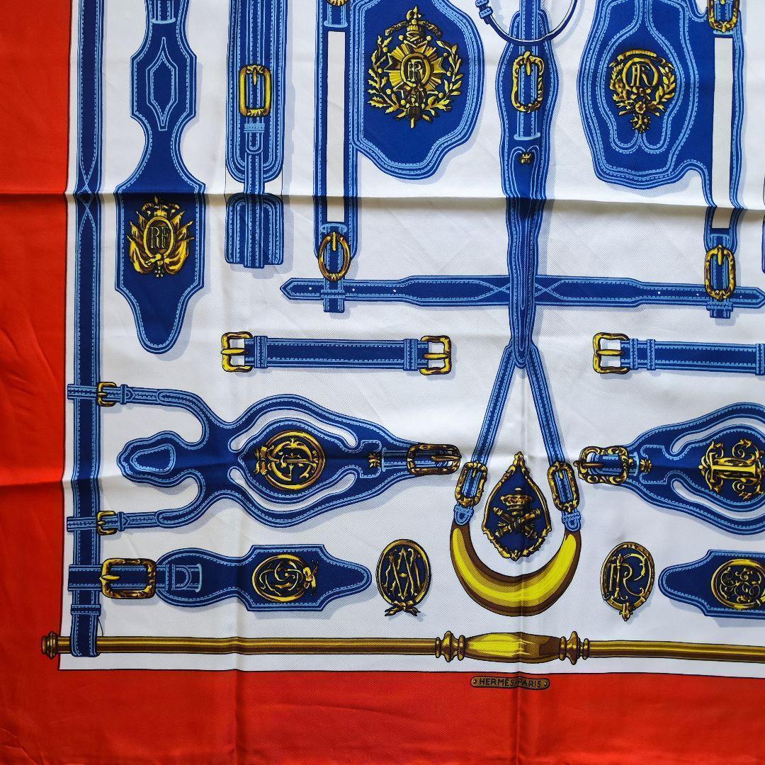 【未使用級】HERMES エルメス カレ90 大統領の馬具 スカーフ タグあり赤