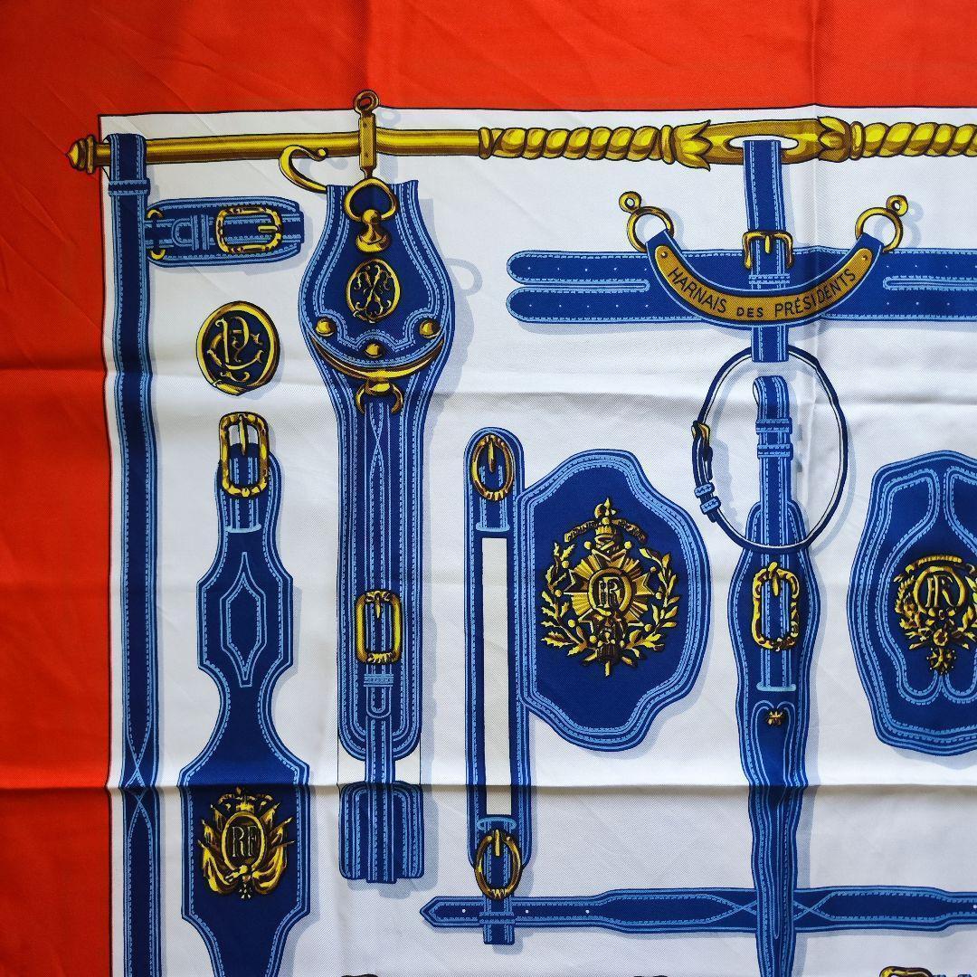 【未使用級】HERMES エルメス カレ90 大統領の馬具 スカーフ タグあり赤