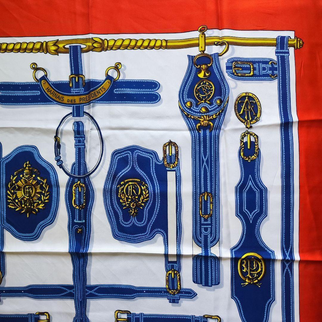 【未使用級】HERMES エルメス カレ90 大統領の馬具 スカーフ タグあり赤