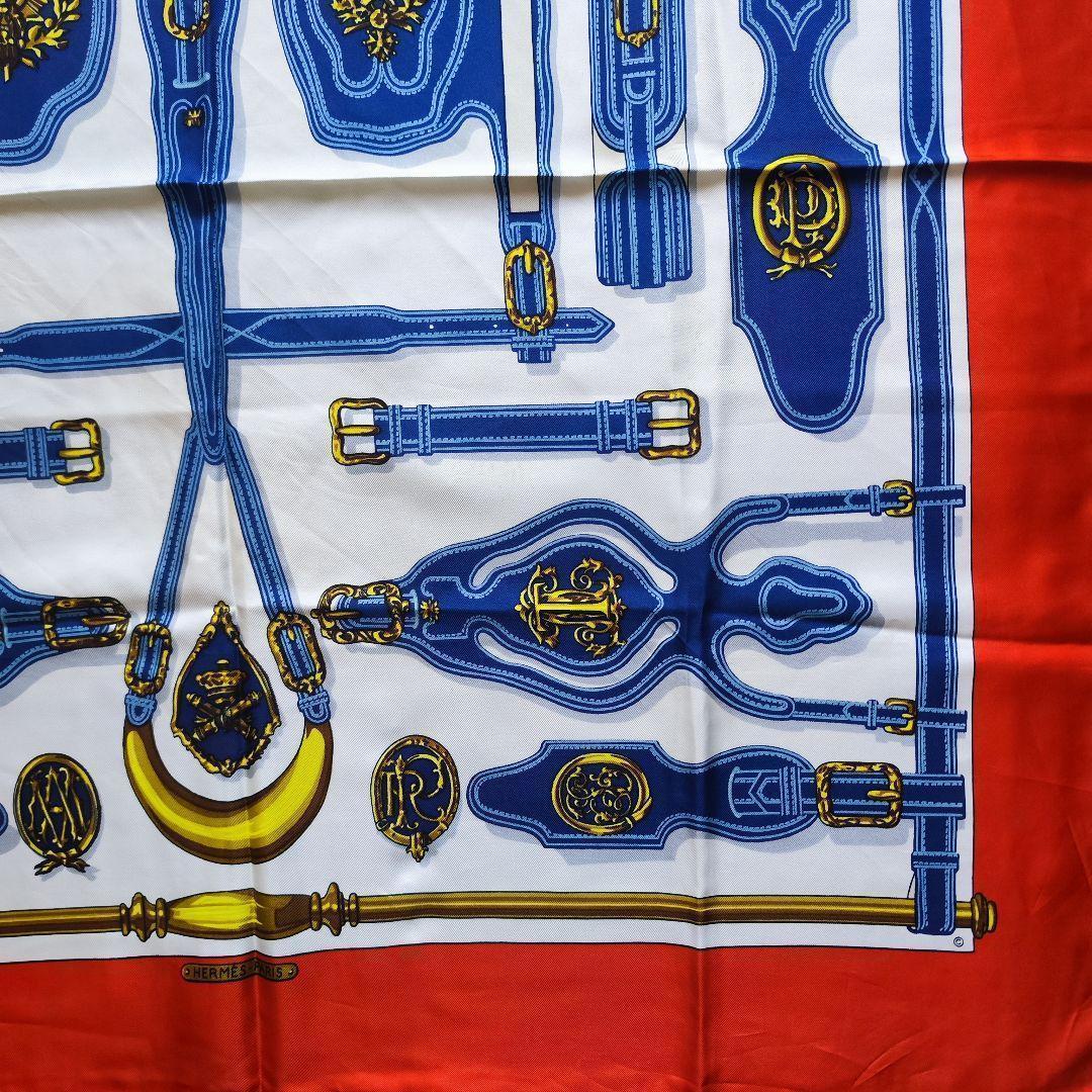 【未使用級】HERMES エルメス カレ90 大統領の馬具 スカーフ タグあり赤