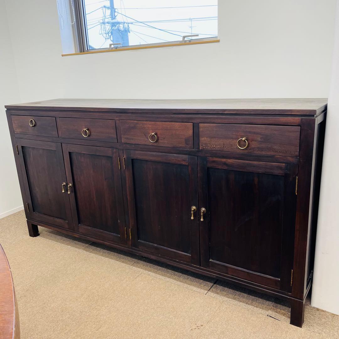 アジアン家具 チーク調 無垢風 大型サイドボード 幅187cm 高級店舗什器