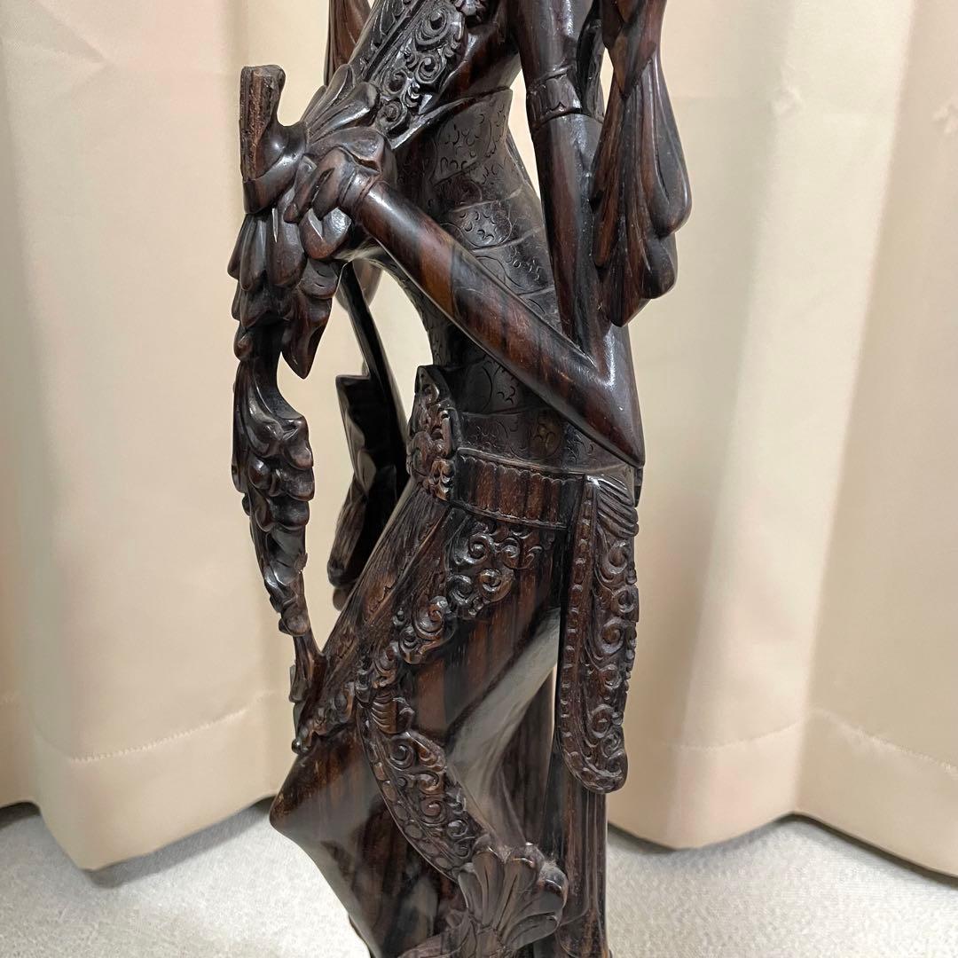 バリ島　木彫り　女性像　彫刻　黒檀　アンティーク　置物