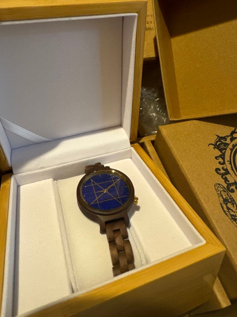 【値下げ】NOZ 木製腕時計のペア　青い星座デザイン