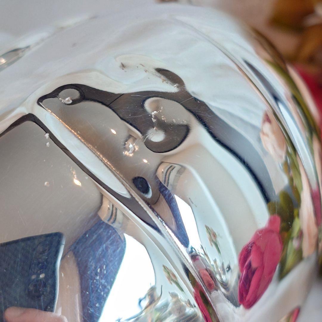 シルバーポット　シルバープレート製　メロン型　ヴィンテージ　アンティークシルバー