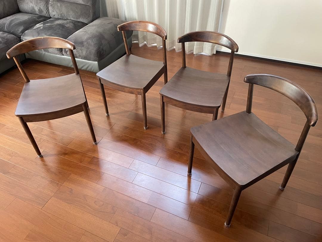 ダークブラウン 木製ダイニングチェア☆4☆送料込