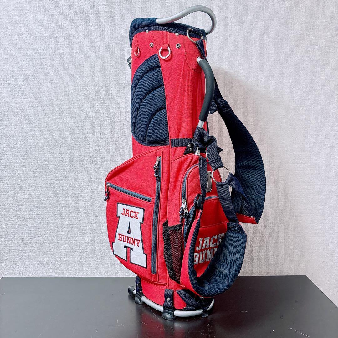 ジャックバニー スタンド式 キャディバッグ 5分割 9型 フードカバー付 レッド