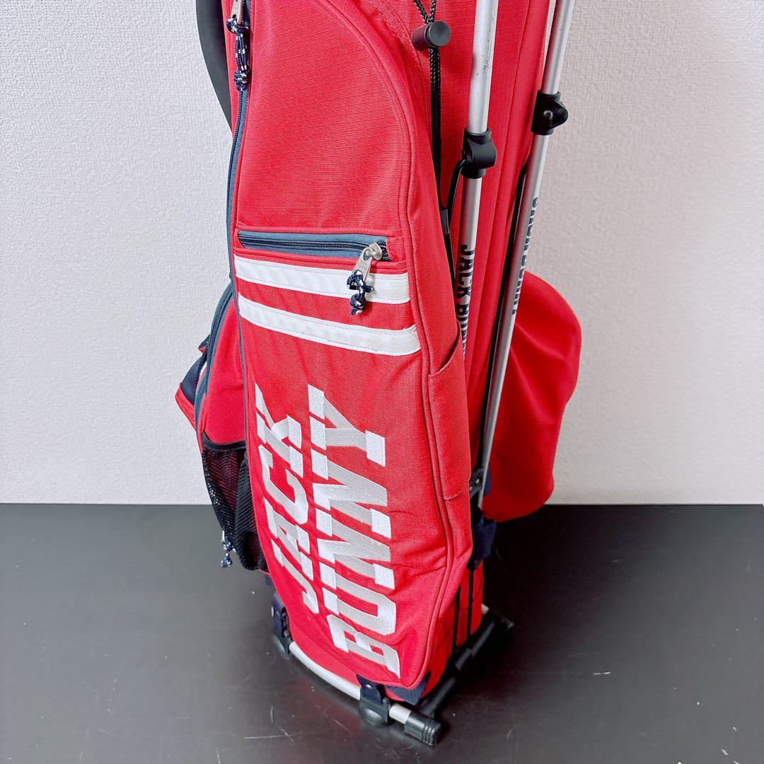 ジャックバニー スタンド式 キャディバッグ 5分割 9型 フードカバー付 レッド