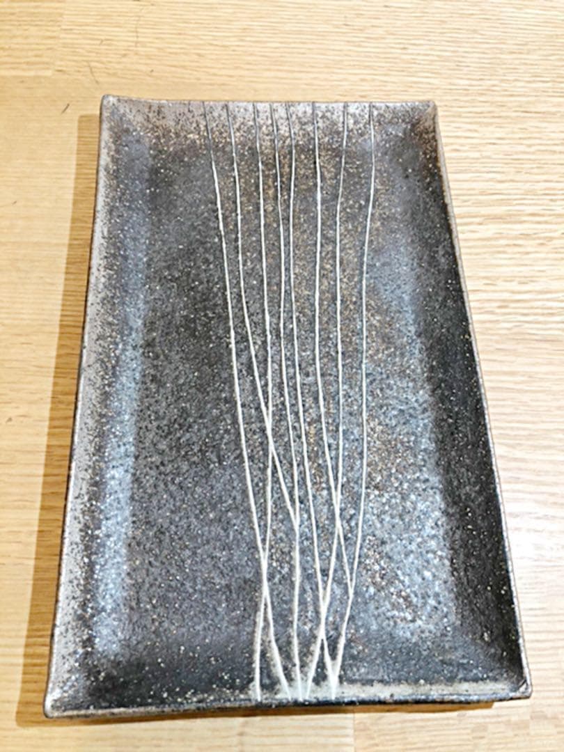 【入手困難・新品未使用】文五郎窯　奥田章　トクサ角皿　＆　ひび割れ浅どんぶり