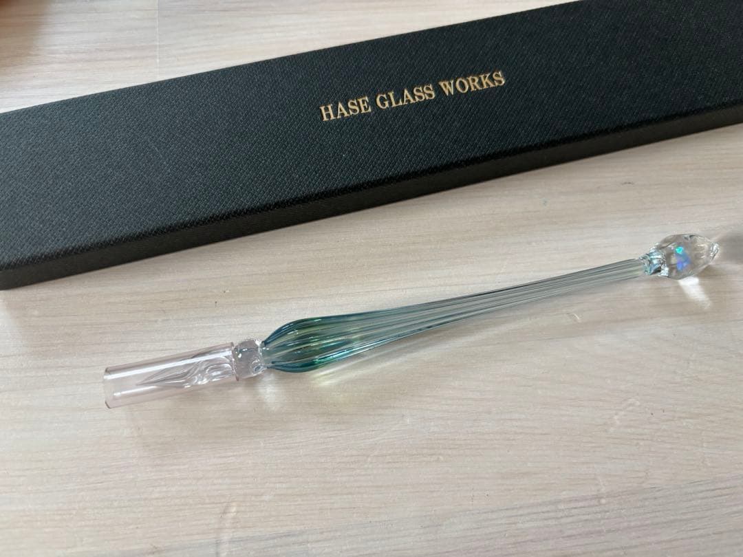 HASEガラス工房　ガラスペン　限定　ブルーグリーン