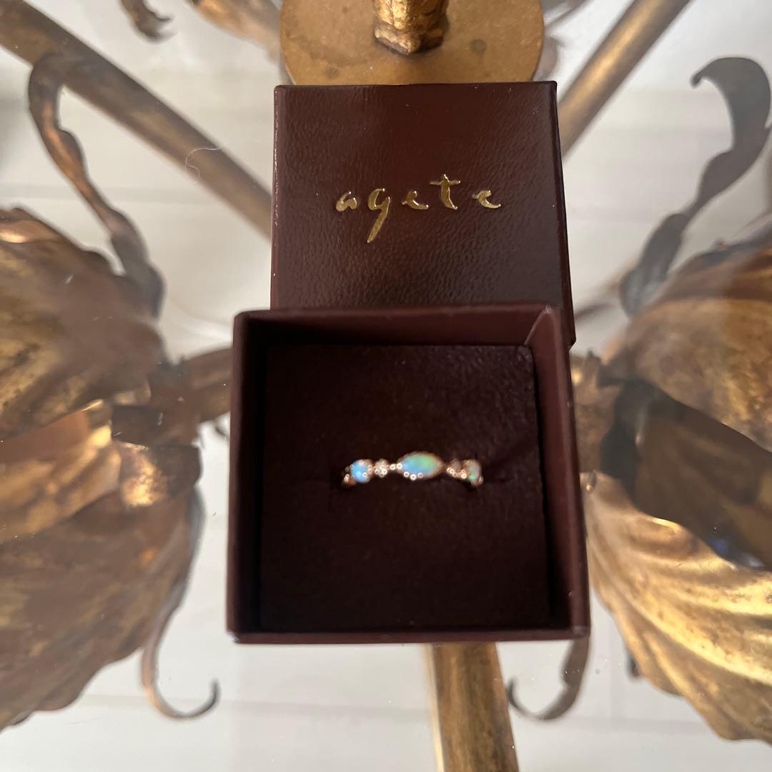 agete オパールダイヤリング K10 サイズ9号