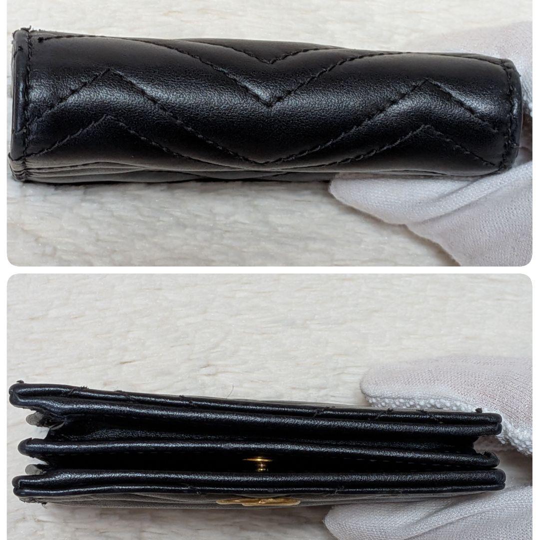 美品✨️グッチ 二つ折り財布 GGマーモント キルティング レザー 黒 人気定番