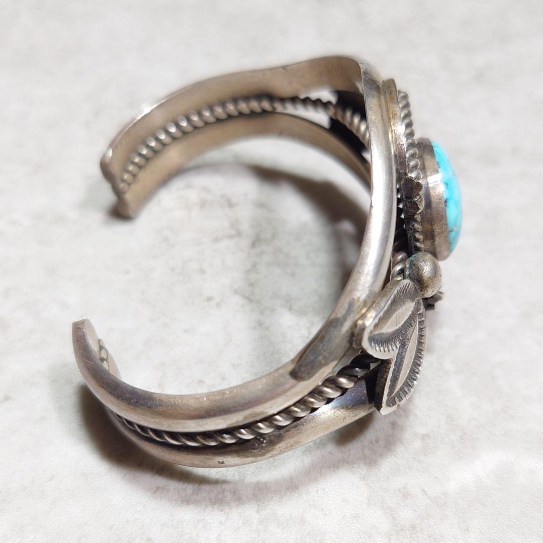 NAVAJO ナバホ族 ターコイズバングル ウォーターウェブ スタンプワーク