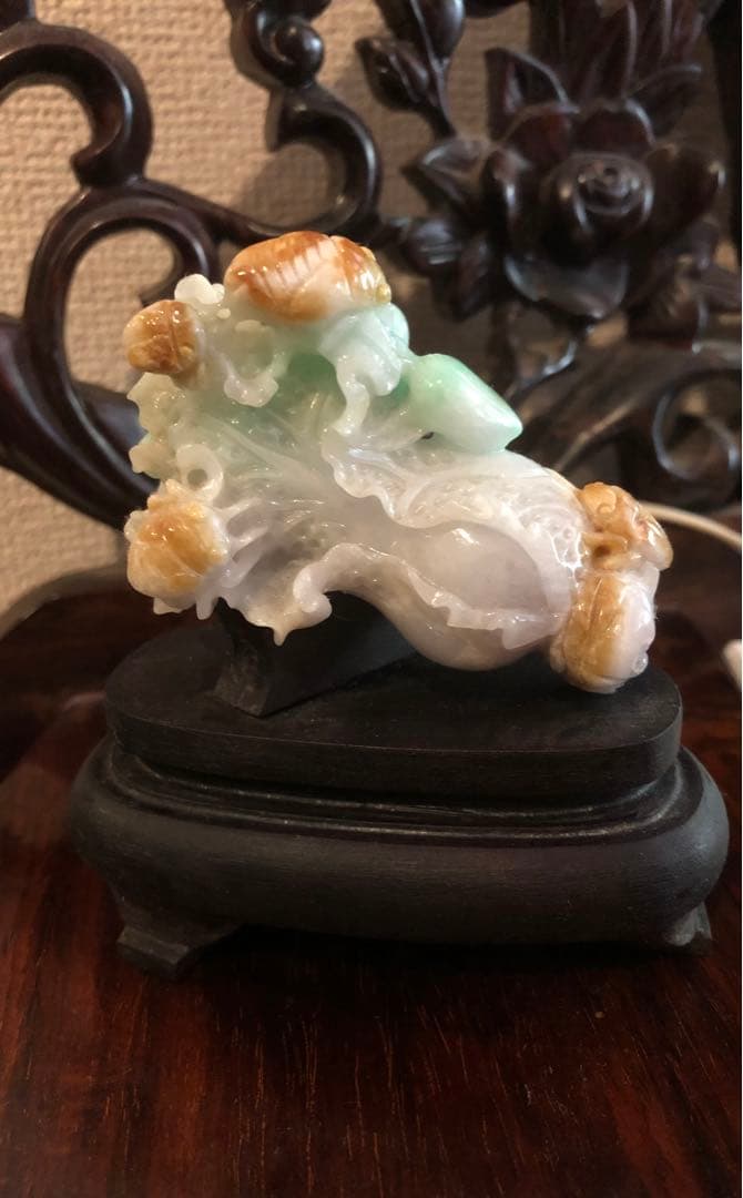 天然本翡翠白菜手彫り