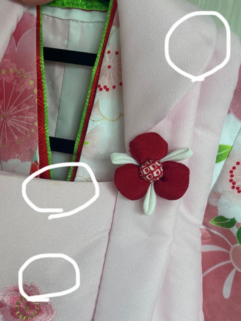 七五三用 花柄 ピンク 着物セット