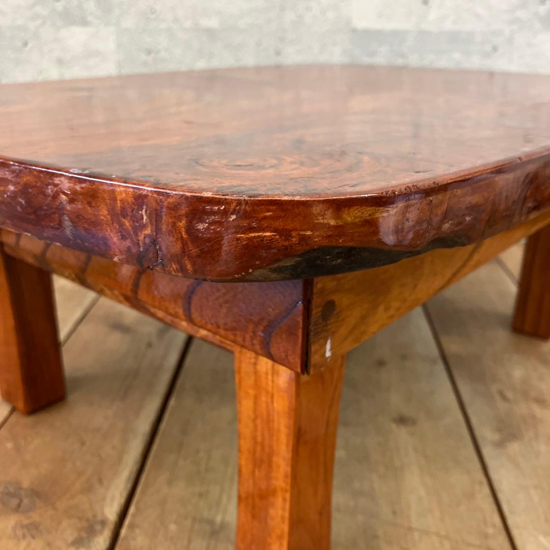 昭和レトロ 木製 一枚板 折りたたみ式 座卓 ちゃぶ台 ミニテーブル ミニ台