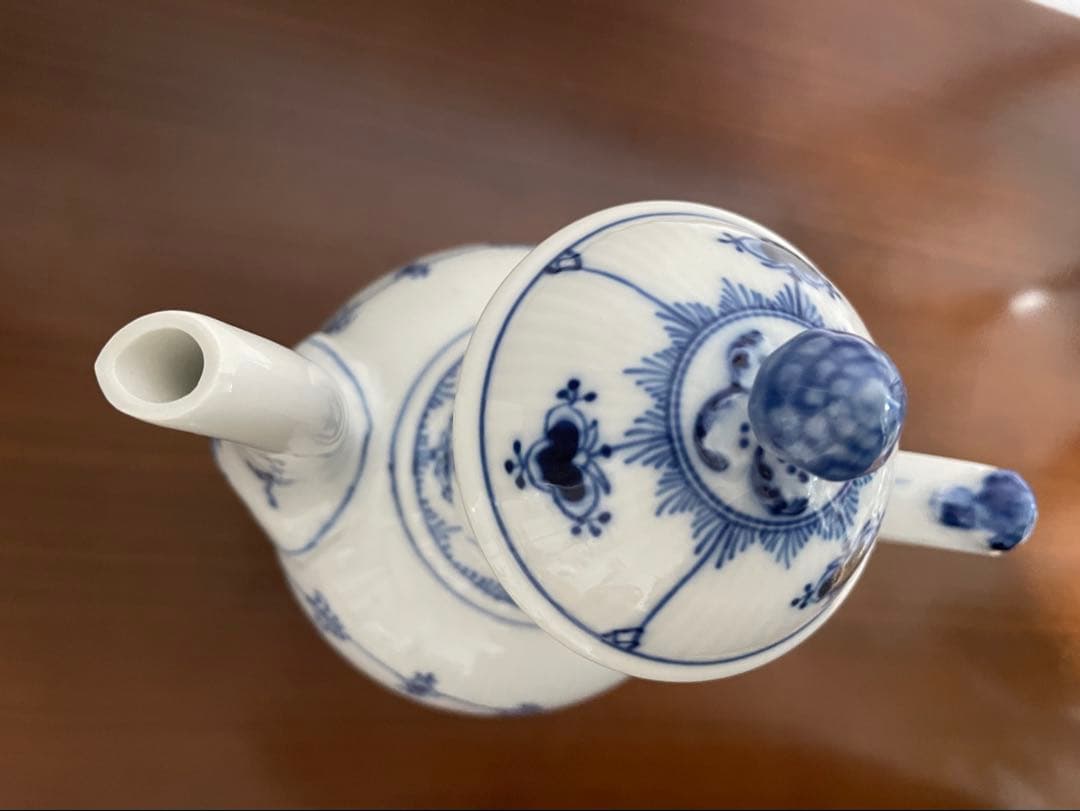 【未使用】ブルーフルーテッド ハーフレース　コーヒーポット