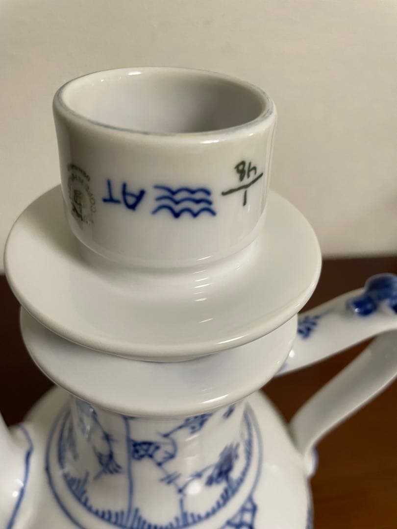 【未使用】ブルーフルーテッド ハーフレース　コーヒーポット