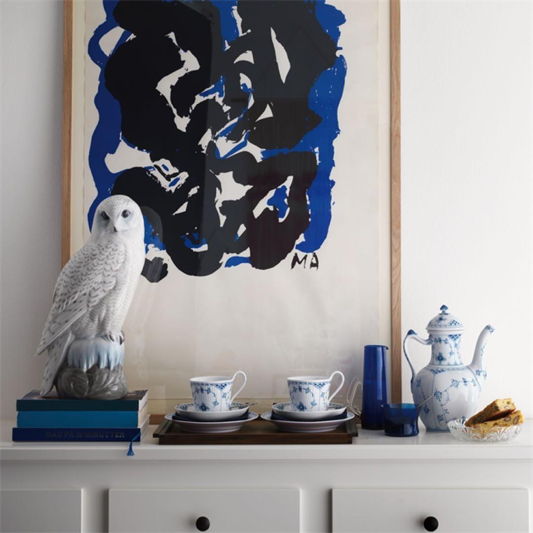 【未使用】ブルーフルーテッド ハーフレース　コーヒーポット