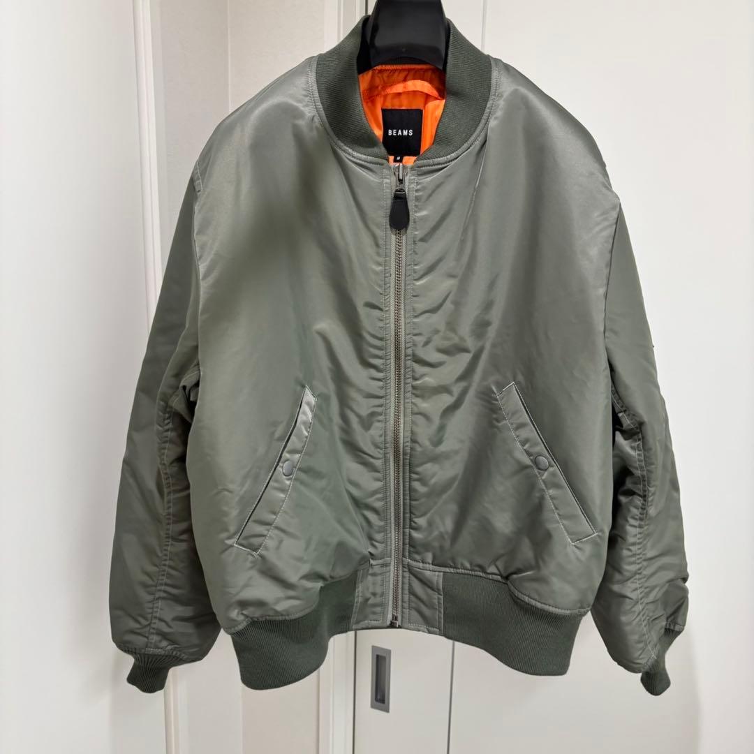 BEAMS THERMOLITE MA-1 リラックスフィット フライト カーキ