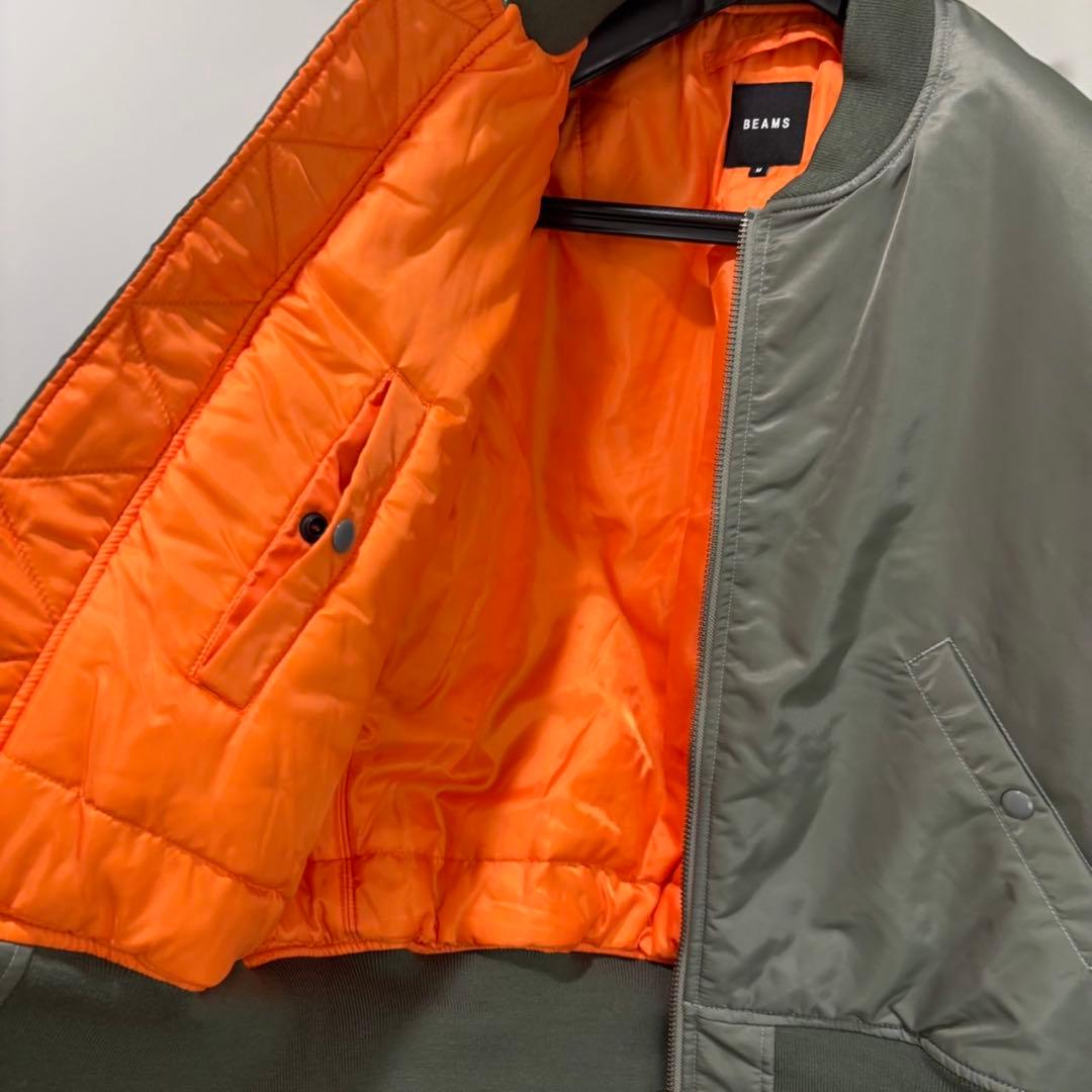 BEAMS THERMOLITE MA-1 リラックスフィット フライト カーキ