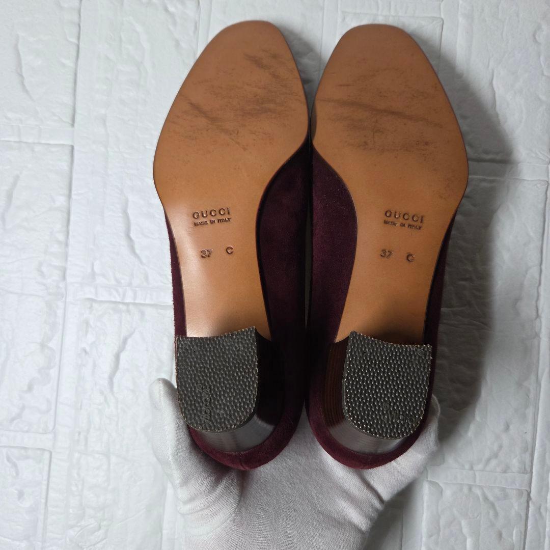 【未使用級】グッチ パンプス バンブー 37C(24cm) ワインレッド