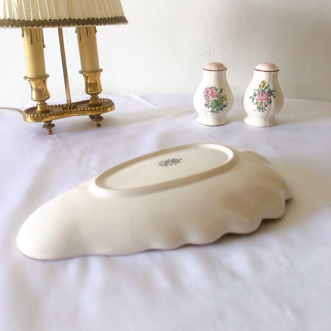 人気　リュネヴィル　シェル型ラヴィエ　前菜皿ブーケ柄　フランスアンティーク食器