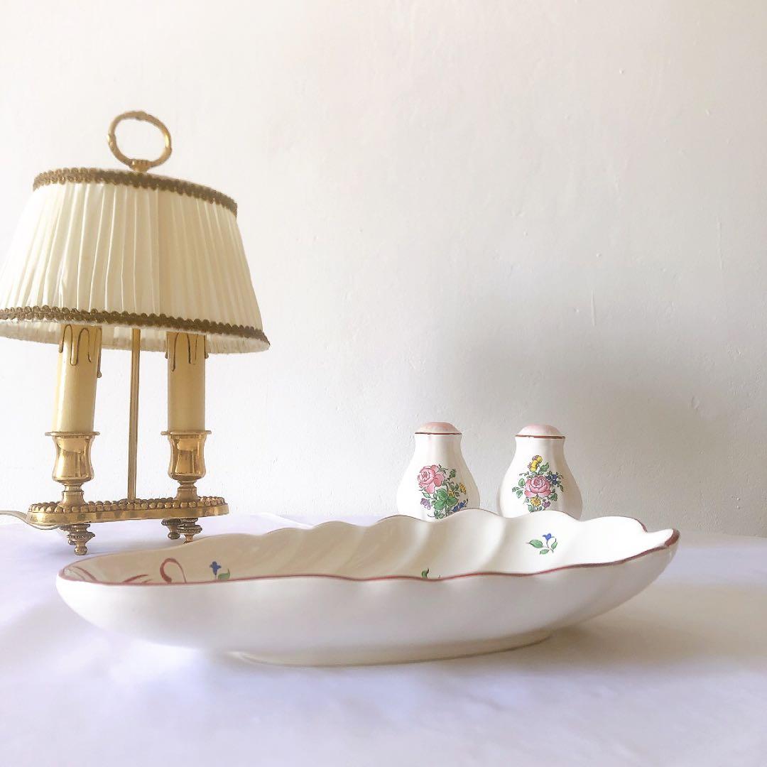 人気　リュネヴィル　シェル型ラヴィエ　前菜皿ブーケ柄　フランスアンティーク食器