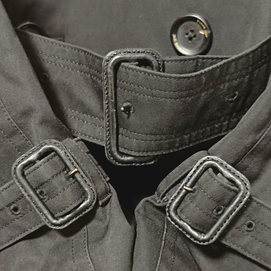 サンヨー トレンチコート 黒 L コットン 水牛ボタン 100年コート ライナー