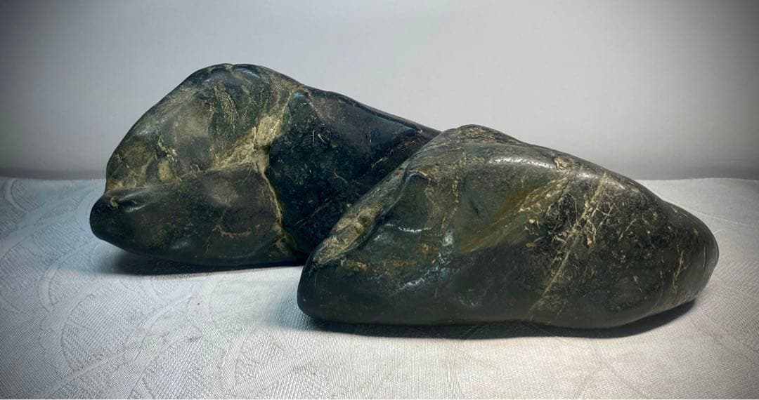 6244 名石 北上川石 ウブ 銘 二子山 水石 盆石 盆栽 骨董 アンティーク