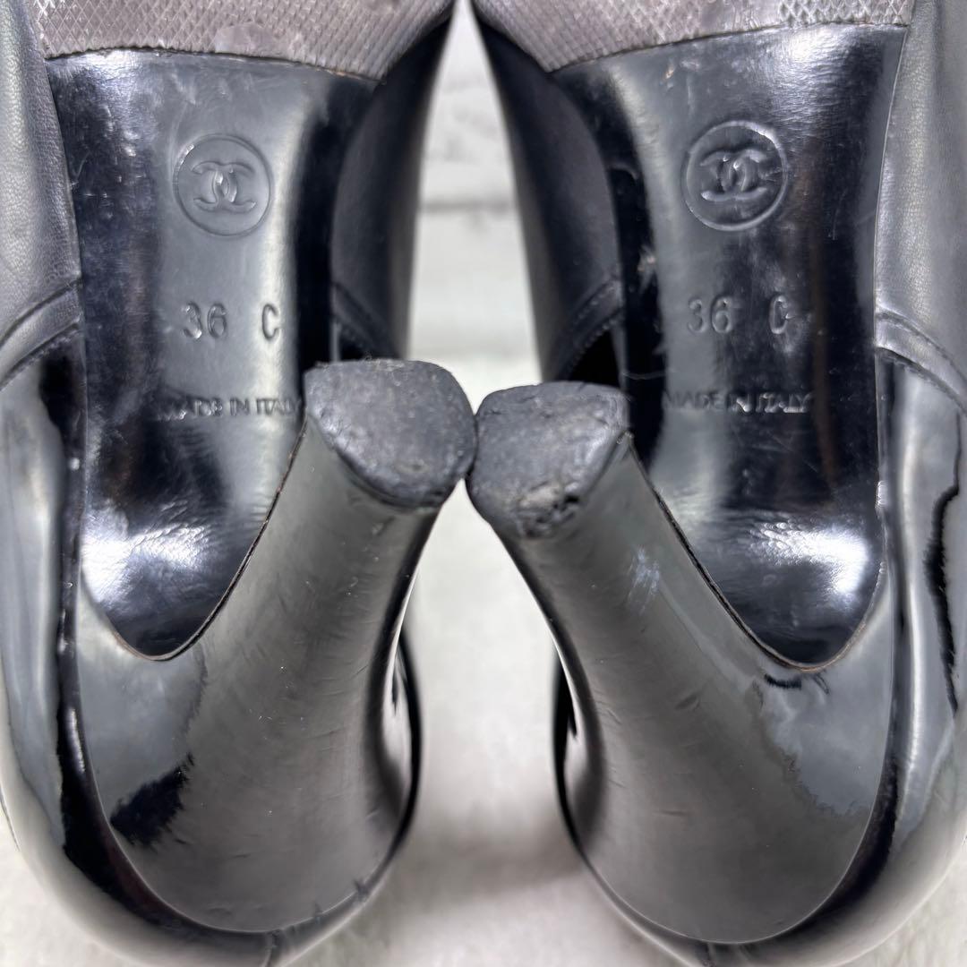 CHANEL シャネル　パンプス　カーフ＆エナメル　ブラック36C（23㎝）