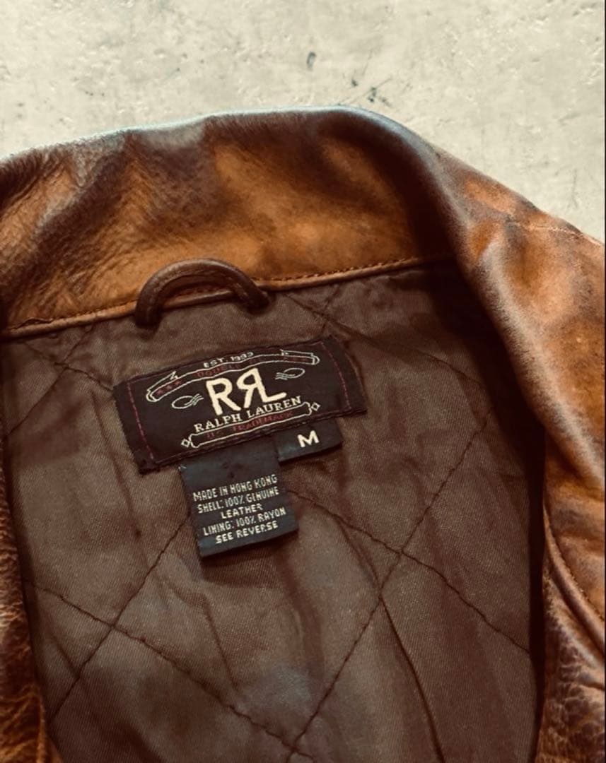 RRL ★★★三ツ星　LEATHER JACKETダブルアールエル　レザ M