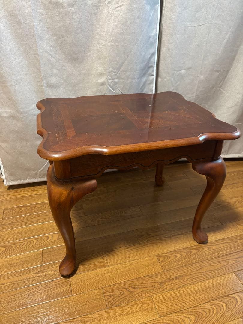 英国調アンティーク 木製 猫足 サイドテーブル ダークブラウン レトロ