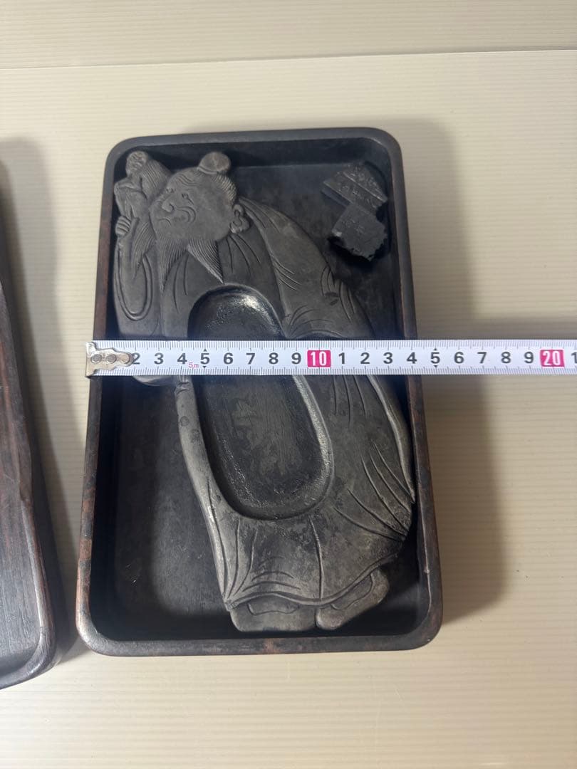 2084 中國古硯　老人端硯 文房具 文箱