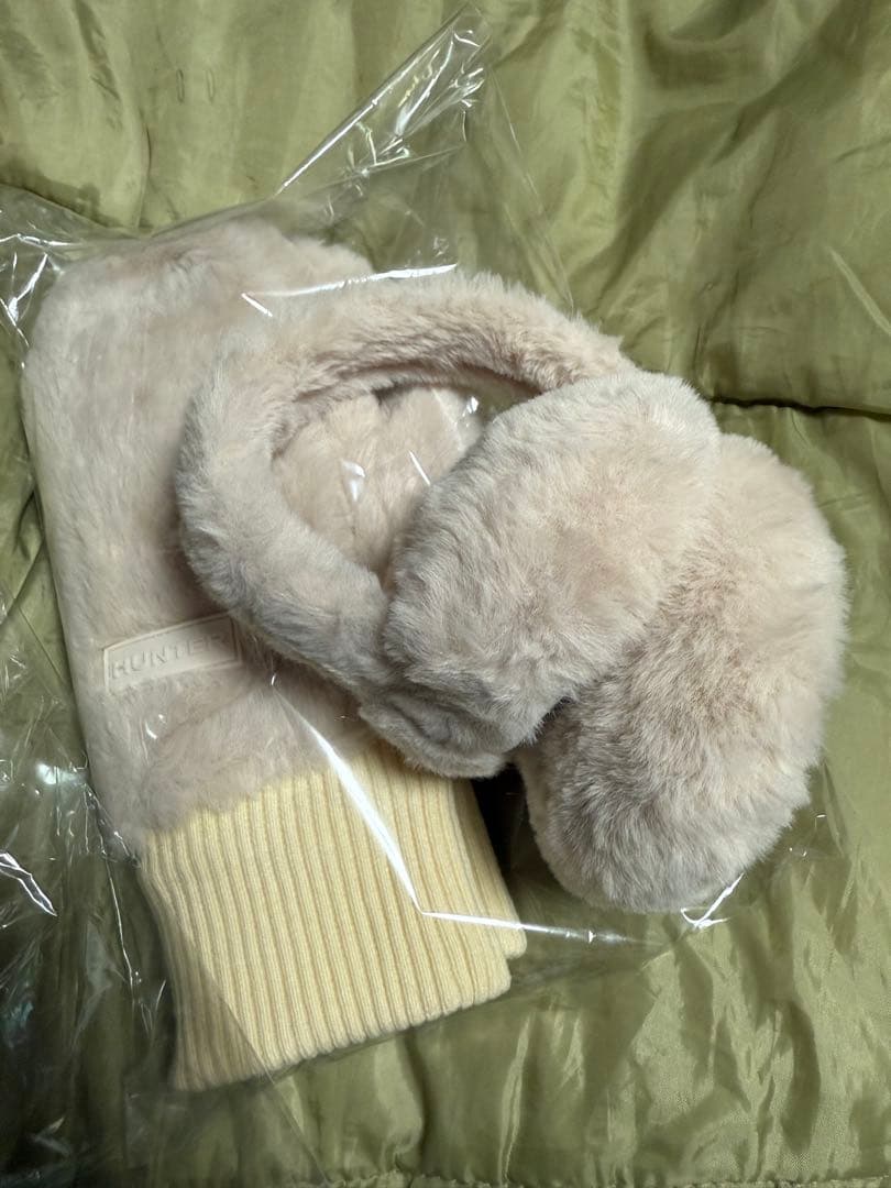 HUNTER ベージュ イヤーマフ ミトン　セット