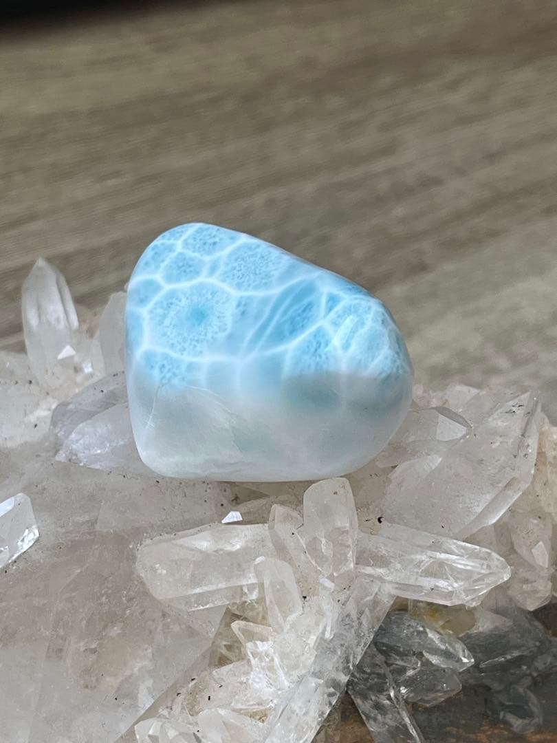 天然石☆ラリマー原石③４２mm×２６ｍｍ☆海のように美しい模様！！