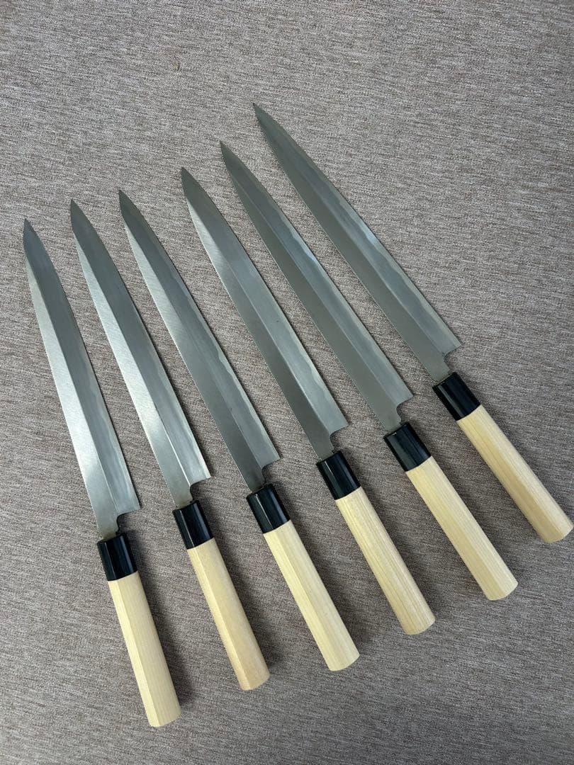 [6個セット] 柳刃 包丁 240mm 安来鋼青紙２号 朴シノギ柄