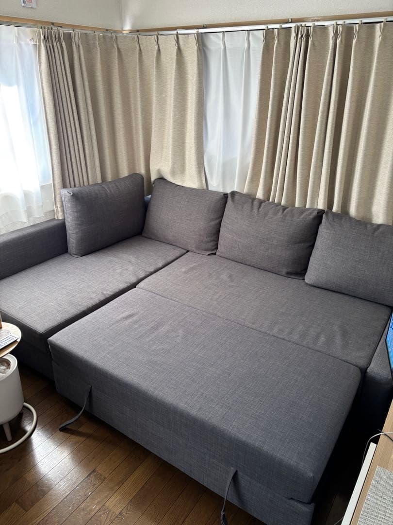 ★【引取限定】L字型ソファベッド IKEA フリーヘーテン 収納付き