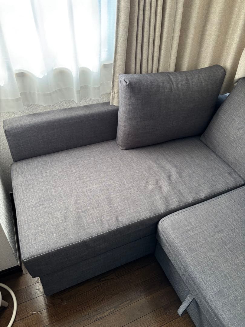 ★【引取限定】L字型ソファベッド IKEA フリーヘーテン 収納付き