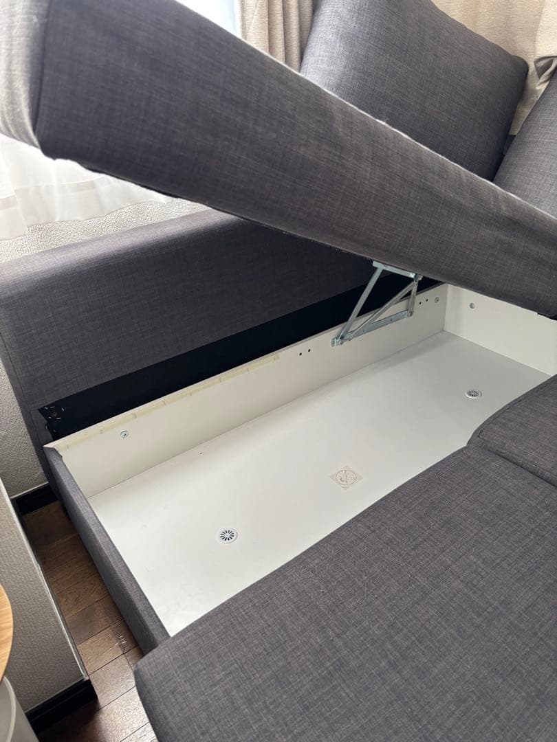 ★【引取限定】L字型ソファベッド IKEA フリーヘーテン 収納付き