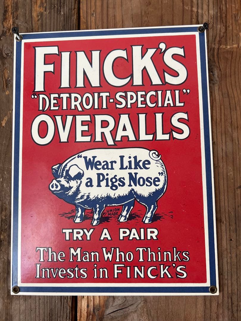 FINCK'S OVERALLS 90s リプロダクト ビンテージ サイン 看板