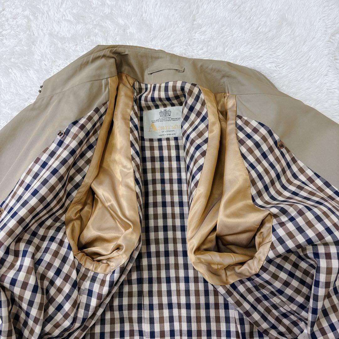 着丈118 アクアスキュータム　トレンチコート　チェック柄　ベルト付き　L