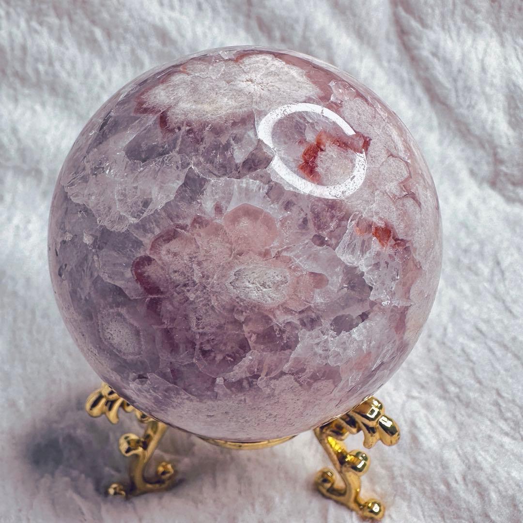 絶品☆爆アレ❗️キラキラ☆桜瑪瑙共生 ピンクアメジスト スフィア 丸玉A1173