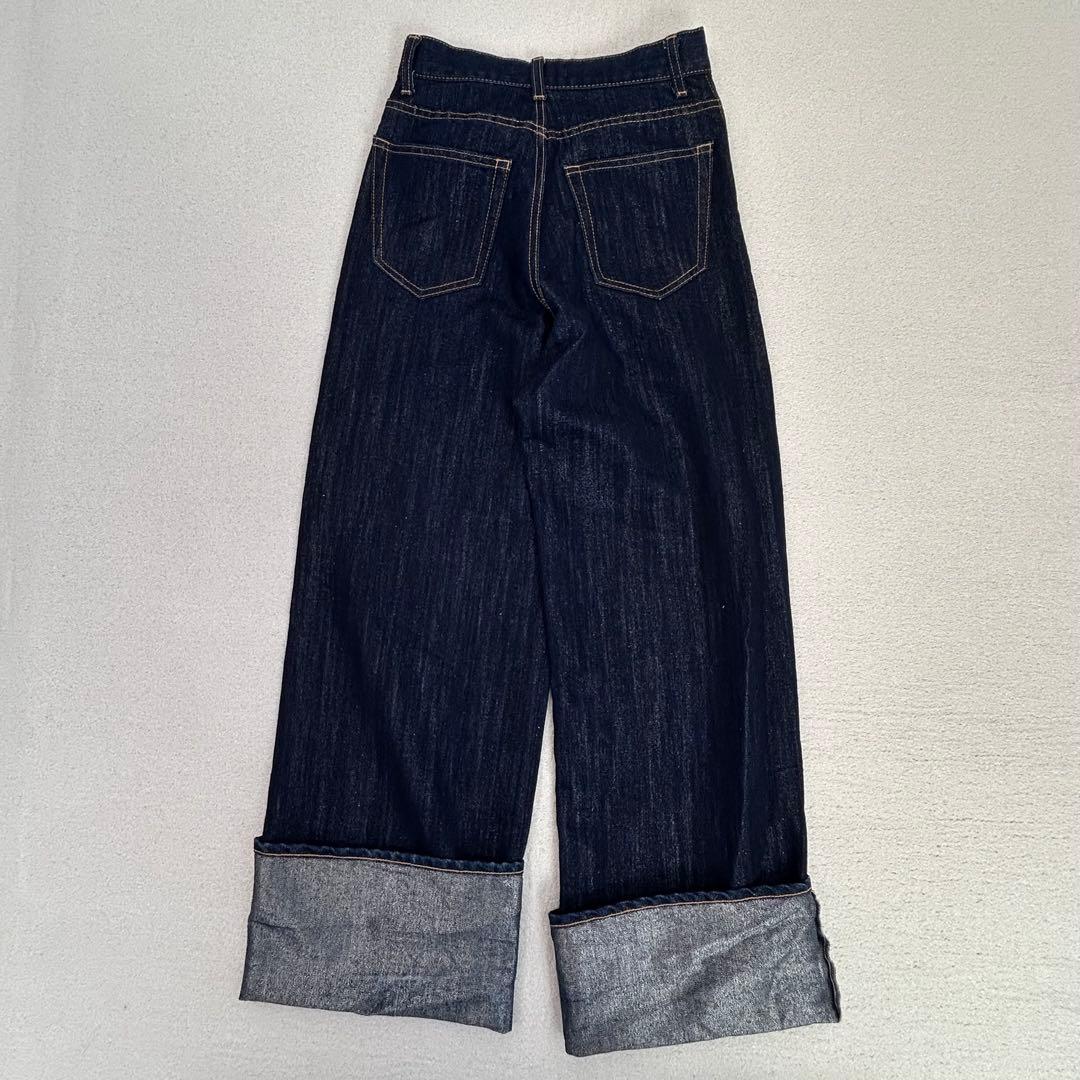 【超美品】moussy グリッターデニムワイドストレッチパンツSサイズ相当