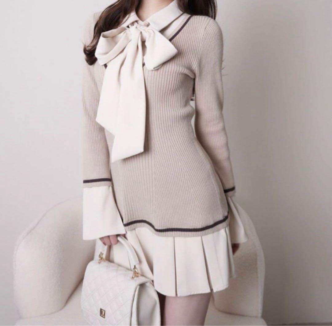 lip service リップサービス　シャツドッキングプリーツワンピース