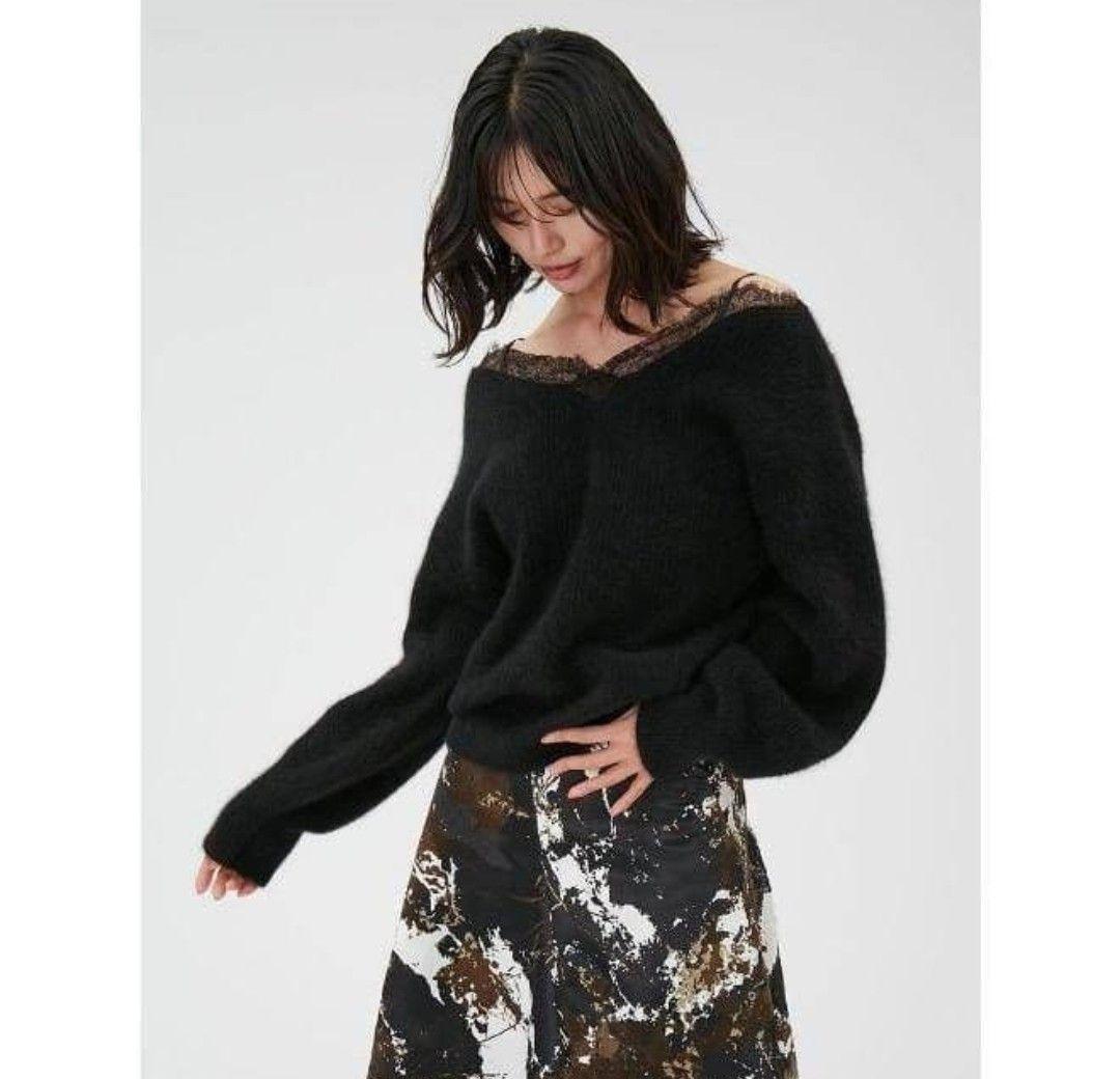 【完売レア】レーストリムラクーンニット FRAY I.D